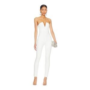 Revolve Superdown Madi Strapless Jumpsuit in White Size Large